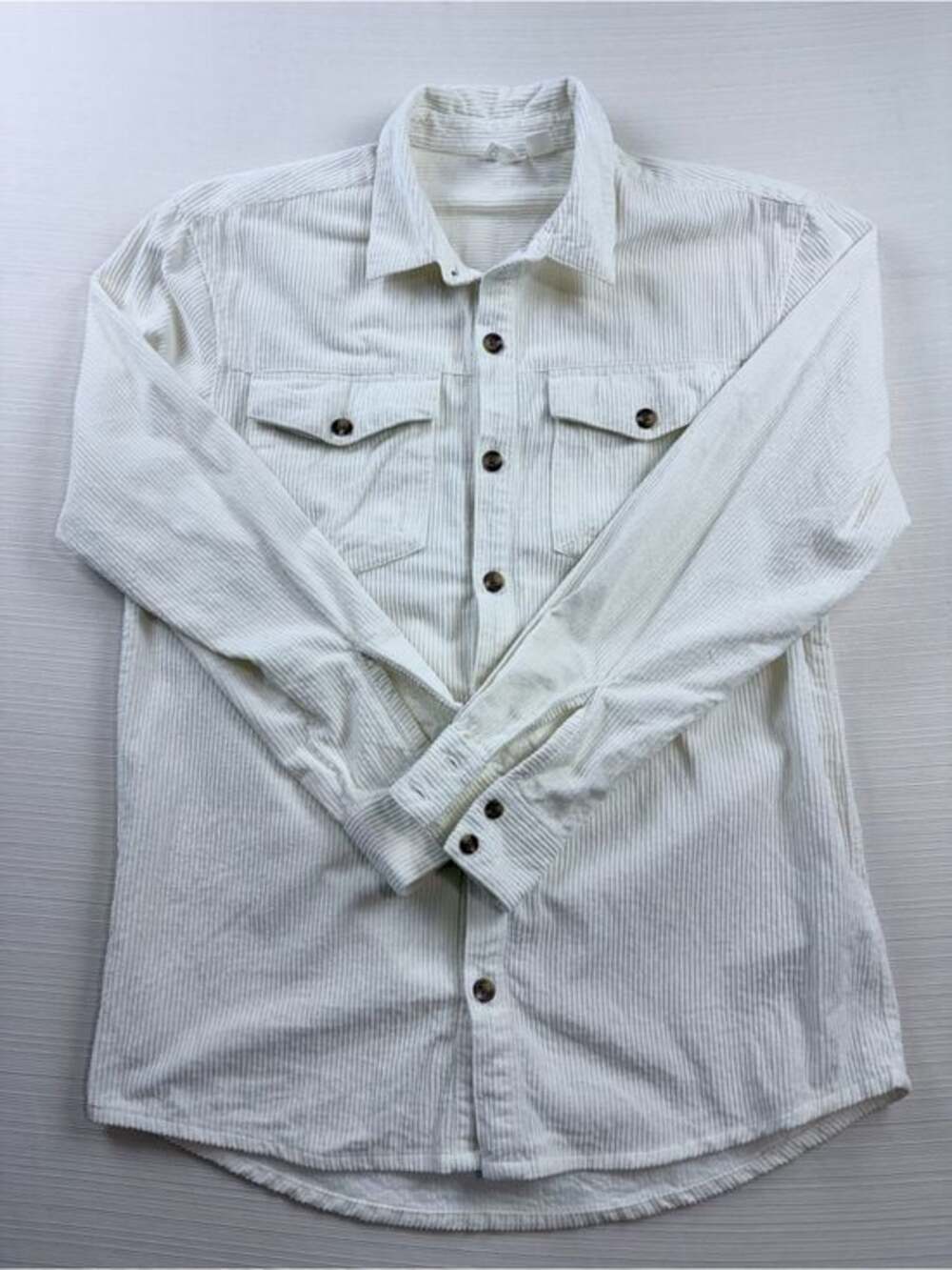 Roxy White Corduroy Long Sleeve Polo Shirt Womens Size Extra Small